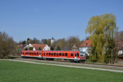 Dieseltriebwagen Baureihe 628 Deutsche Bahn DB in Bachern an der Strecke Dachau - Altomünster