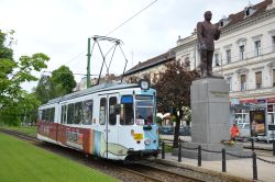 Tram Arad Rumänien Straßenbahn Esslinger GT4 aus Ulm am Rathaus (Primarie)