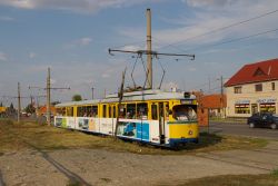Tram Arad Rumänien Straßenbahn Düwag GT8 der EVAG Essen nahe der Haltestelle Pomenirea