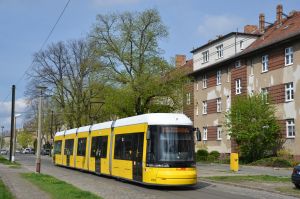 Straßenbahn Typ Flexity Berlin in Heinersdorf