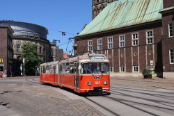 Historische Straßenbahn Bremen Tram Wegmann GT4 Museumsfahrzeug an der Domsheide