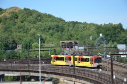 Metro Charleroi Stadtbahn Hochbahn Gleisdreieck und Tunneleinfahrt bei Beaux-Arts