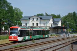 City-Bahn Chemnitz Stadtbahn ChemnitzBahn Stadler Citylink im Dieselbetrieb im Bahnhof Frankenberg in Sachsen