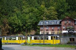 Straßenbahn Bad Schandau Kirnitzschtalbahn Tram Gothawagen am Forsthaus im Kirnitzschtal